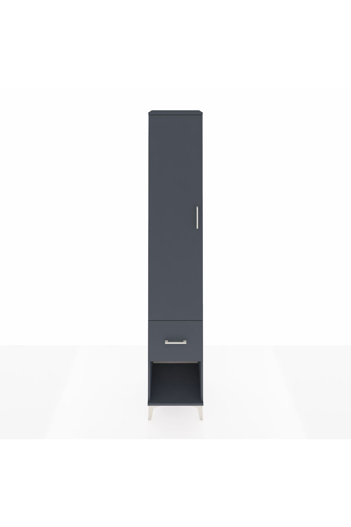 Hyperion Dolap 5 Raflı Tek Çekmeceli Tek Kapaklı 44x44x243 Antrasit-Antrasit