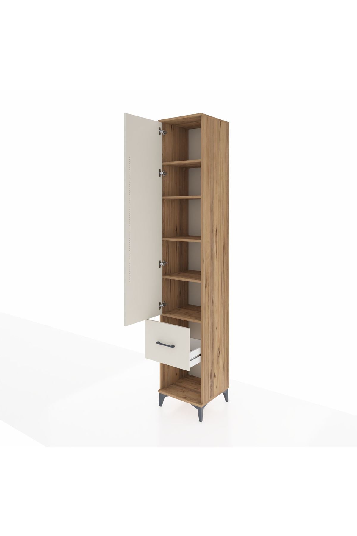 Hyperion Dolap 5 Raflı Tek Çekmeceli Tek Kapaklı 44x44x243 Çam-Aytaşı