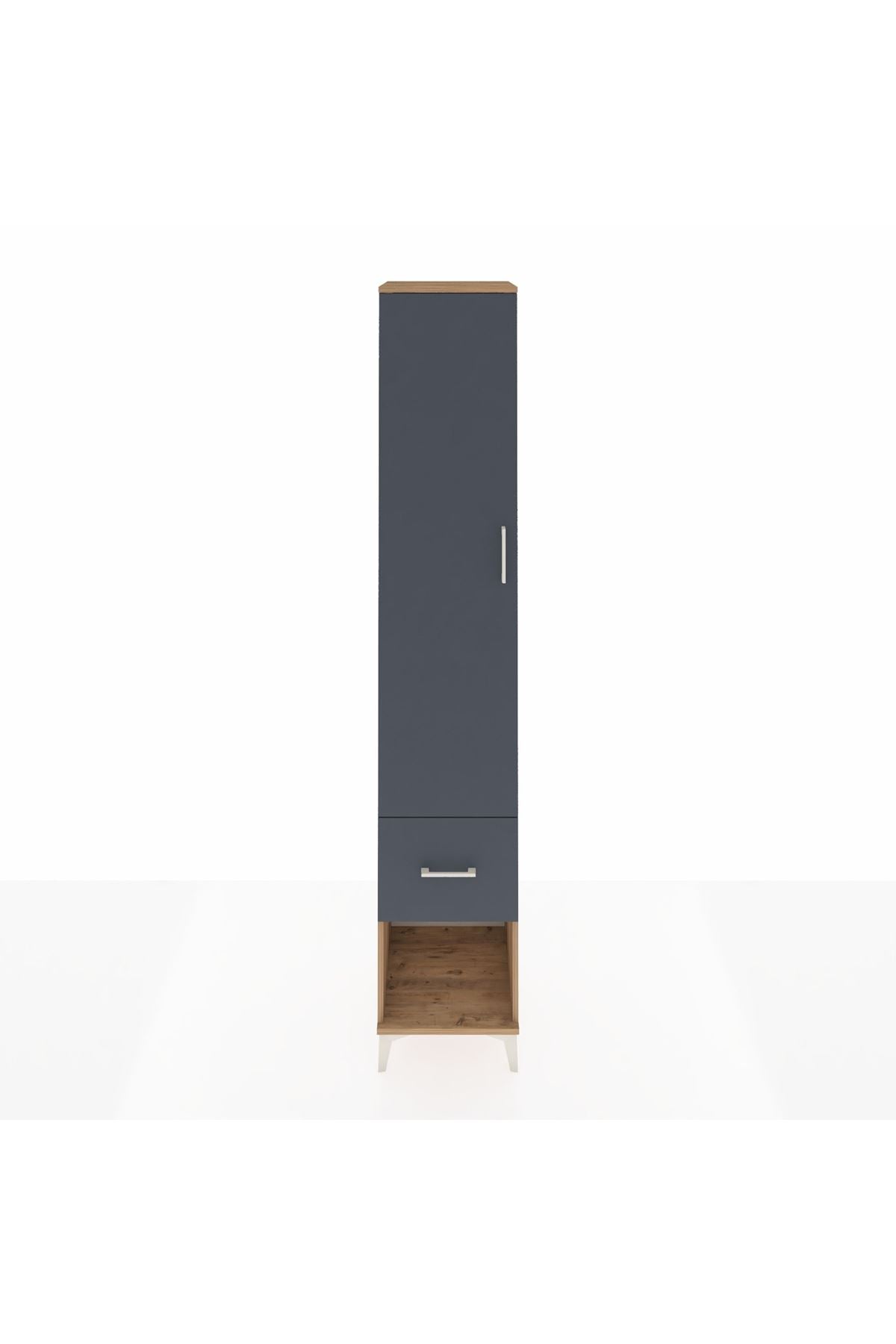 Hyperion Dolap 5 Raflı Tek Çekmeceli Tek Kapaklı 44x44x243 Çam-Antrasit