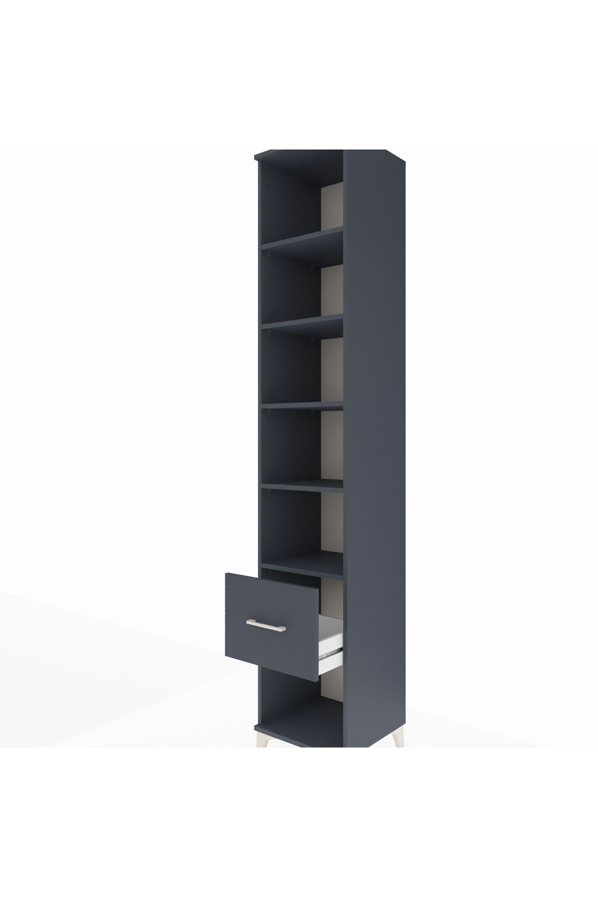 Hyperion Dolap 5 Raflı Tek Çekmeceli 44x44x243 Antrasit-Antrasit