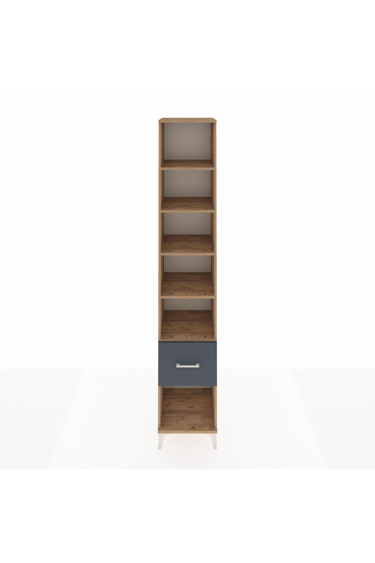 Hyperion Dolap 5 Raflı Tek Çekmeceli 44x44x243 Çam-Antrasit