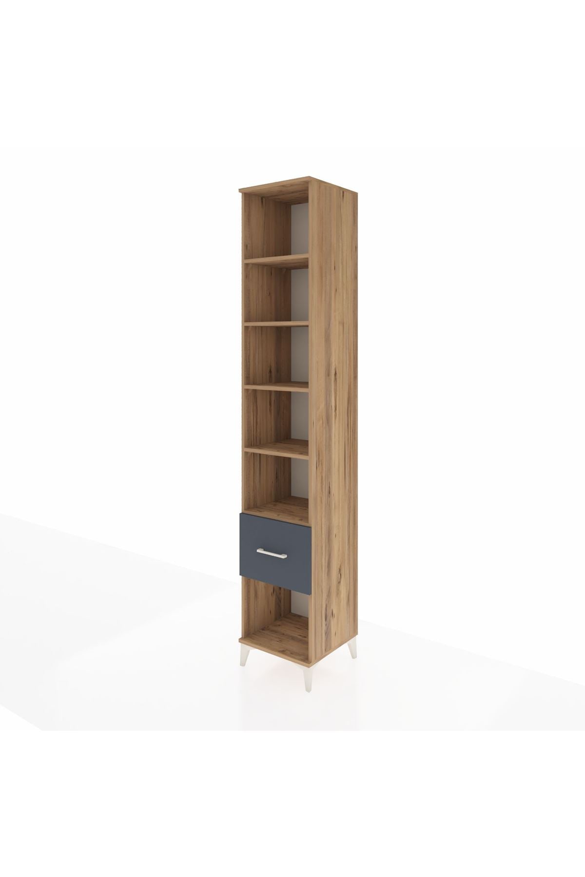 Hyperion Dolap 5 Raflı Tek Çekmeceli 44x44x243 Çam-Antrasit