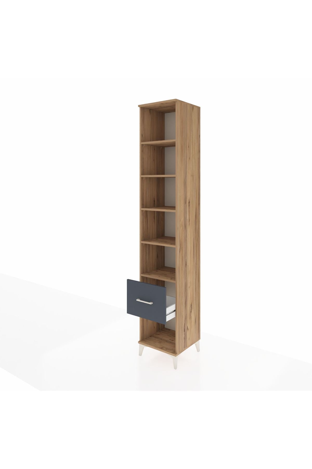 Hyperion Dolap 5 Raflı Tek Çekmeceli 44x44x243 Çam-Antrasit