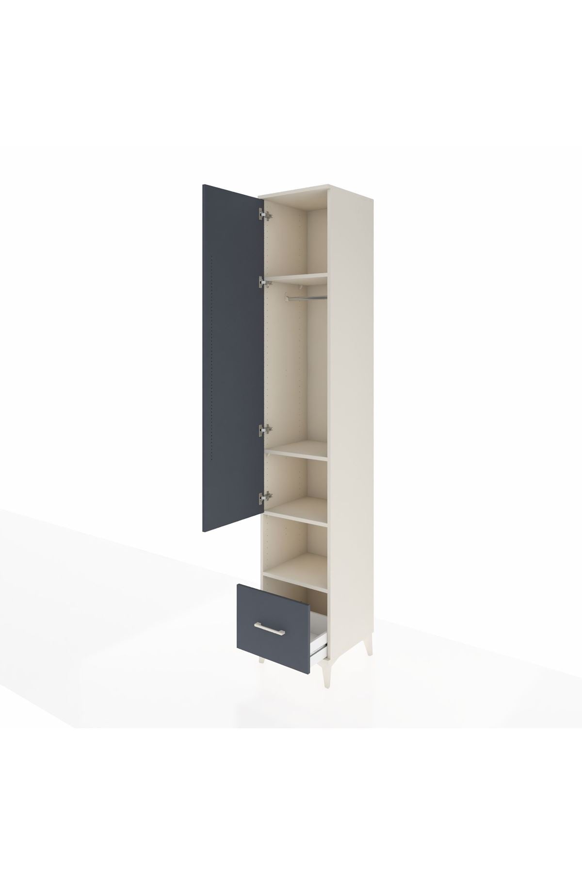 Hyperion Dolap 4 Raflı Tek Çekmeceli Tek Askılı 44x44x243 Aytaşı-Antrasit