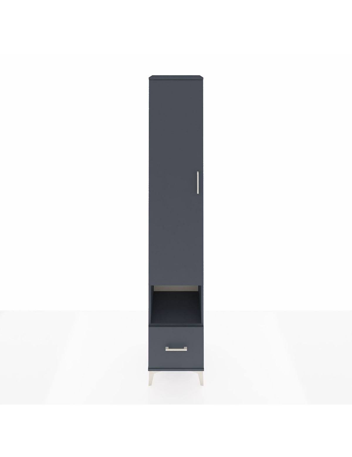 Hyperion Dolap 4 Raflı Tek Çekmeceli Tek Askılı 44x44x243 Antrasit-Antrasit