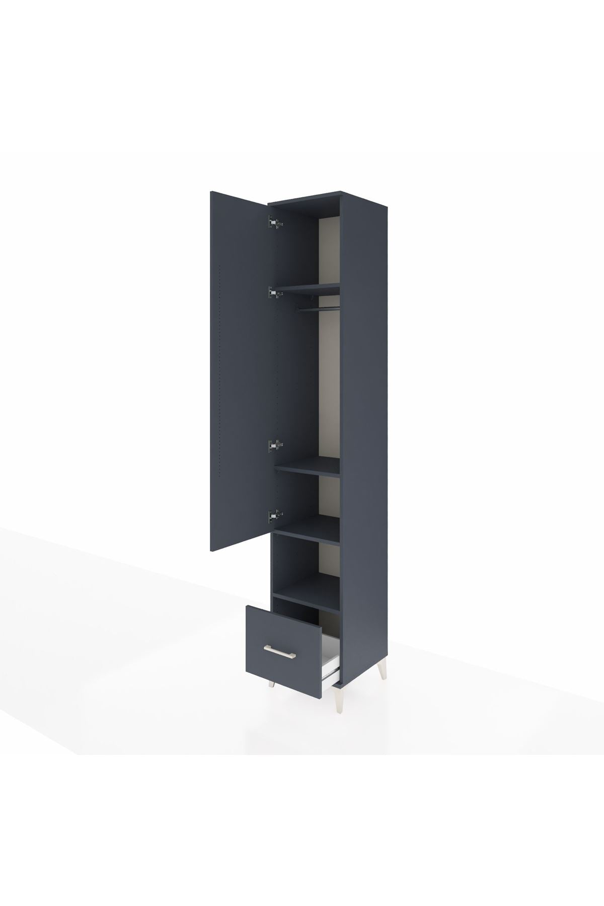 Hyperion Dolap 4 Raflı Tek Çekmeceli Tek Askılı 44x44x243 Antrasit-Antrasit
