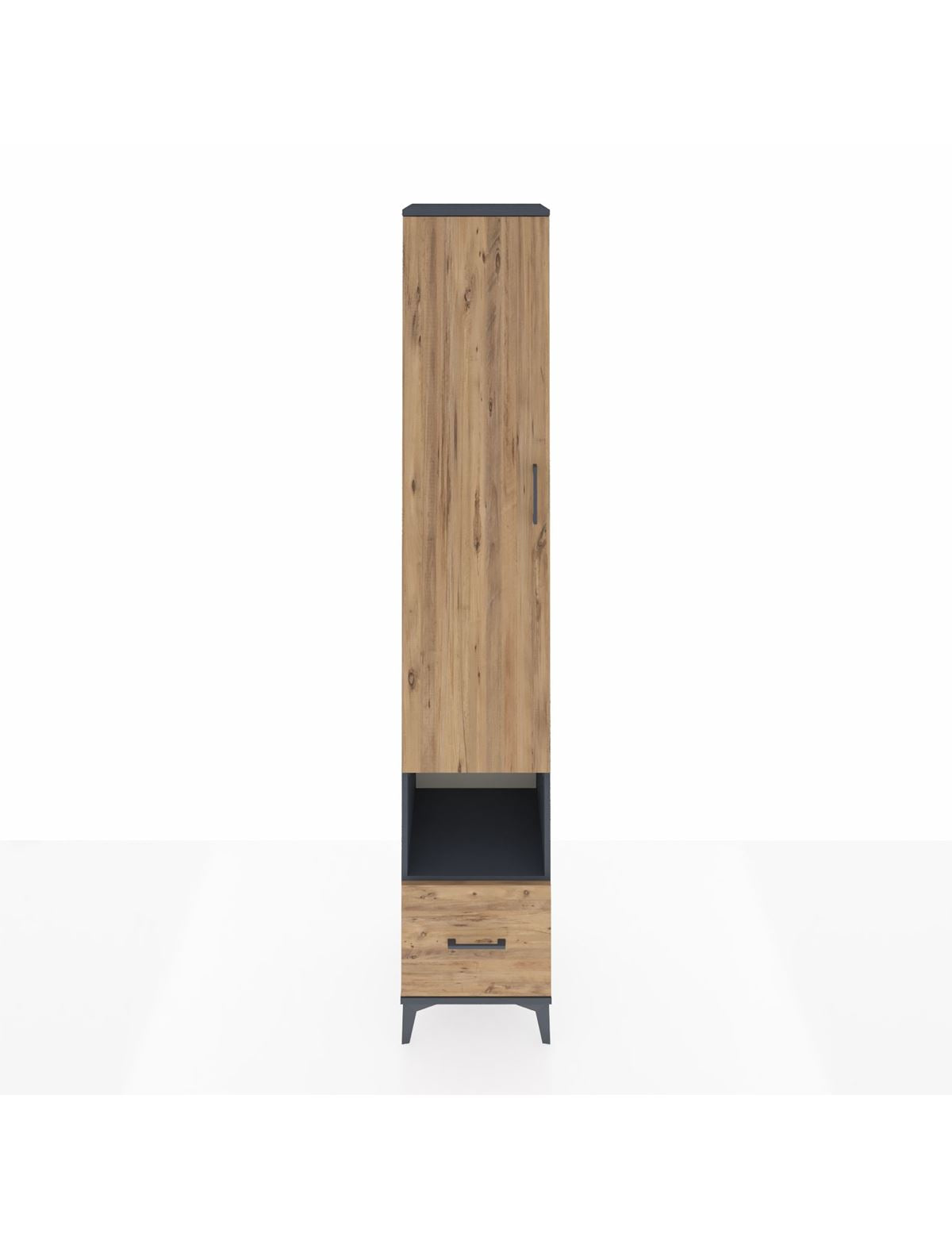 Hyperion Dolap 4 Raflı Tek Çekmeceli Tek Askılı 44x44x243 Antrasit-Çam