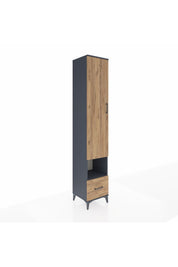 Hyperion Dolap 4 Raflı Tek Çekmeceli Tek Askılı 44x44x243 Antrasit-Çam