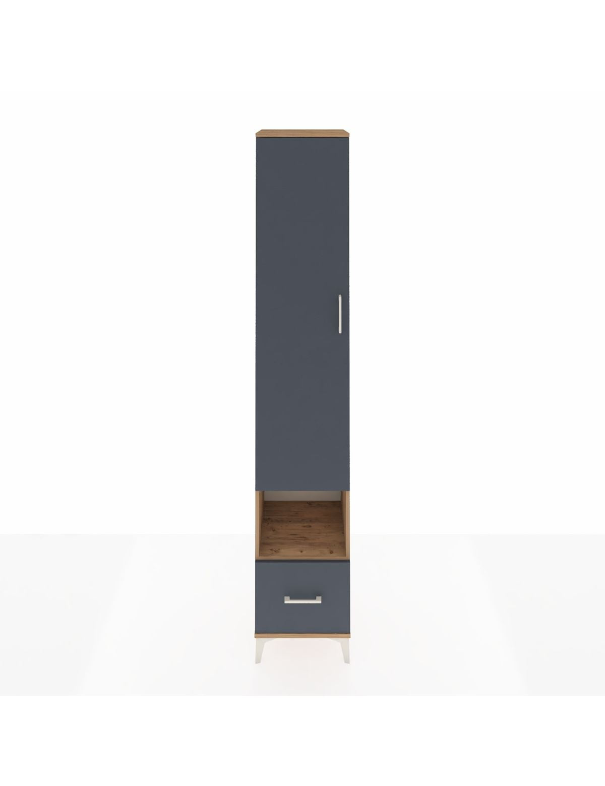 Hyperion Dolap 4 Raflı Tek Çekmeceli Tek Askılı 44x44x243 Çam-Antrasit