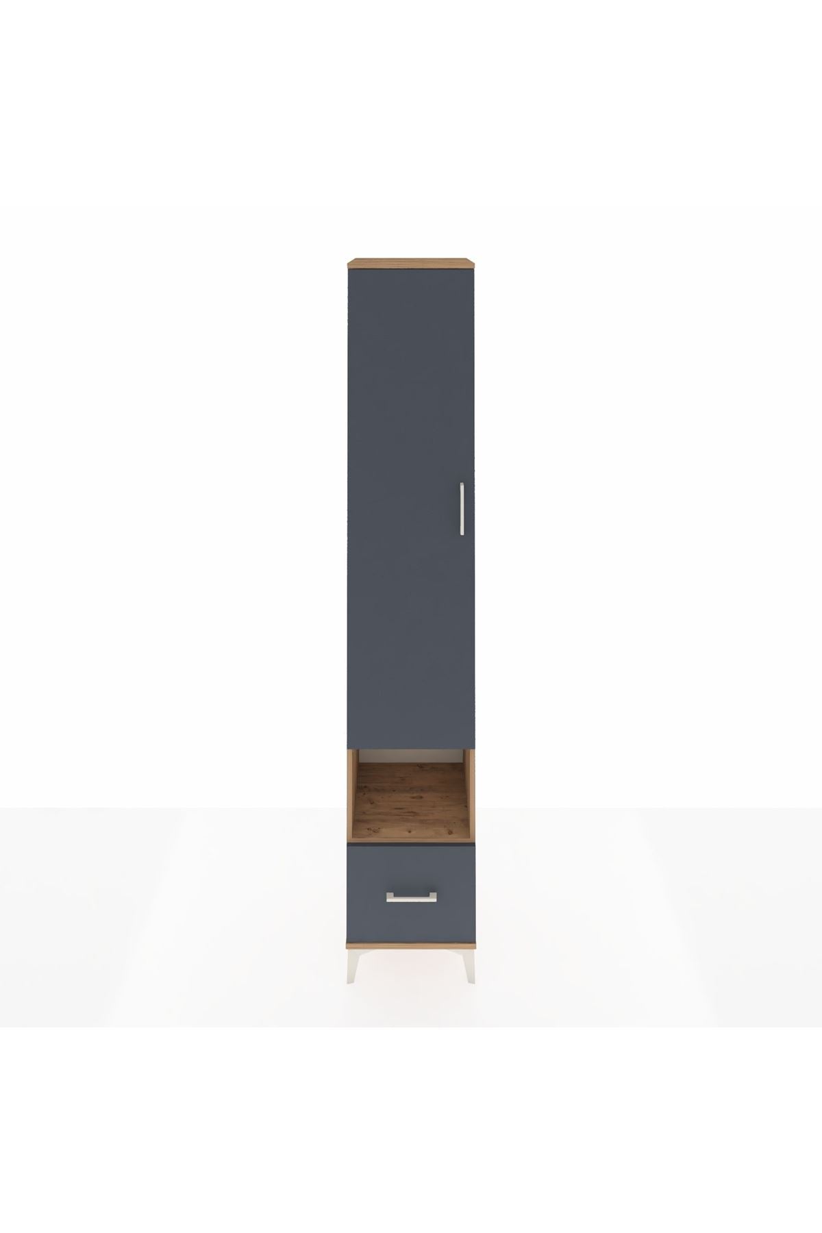 Hyperion Dolap 4 Raflı Tek Çekmeceli Tek Askılı 44x44x243 Çam-Antrasit