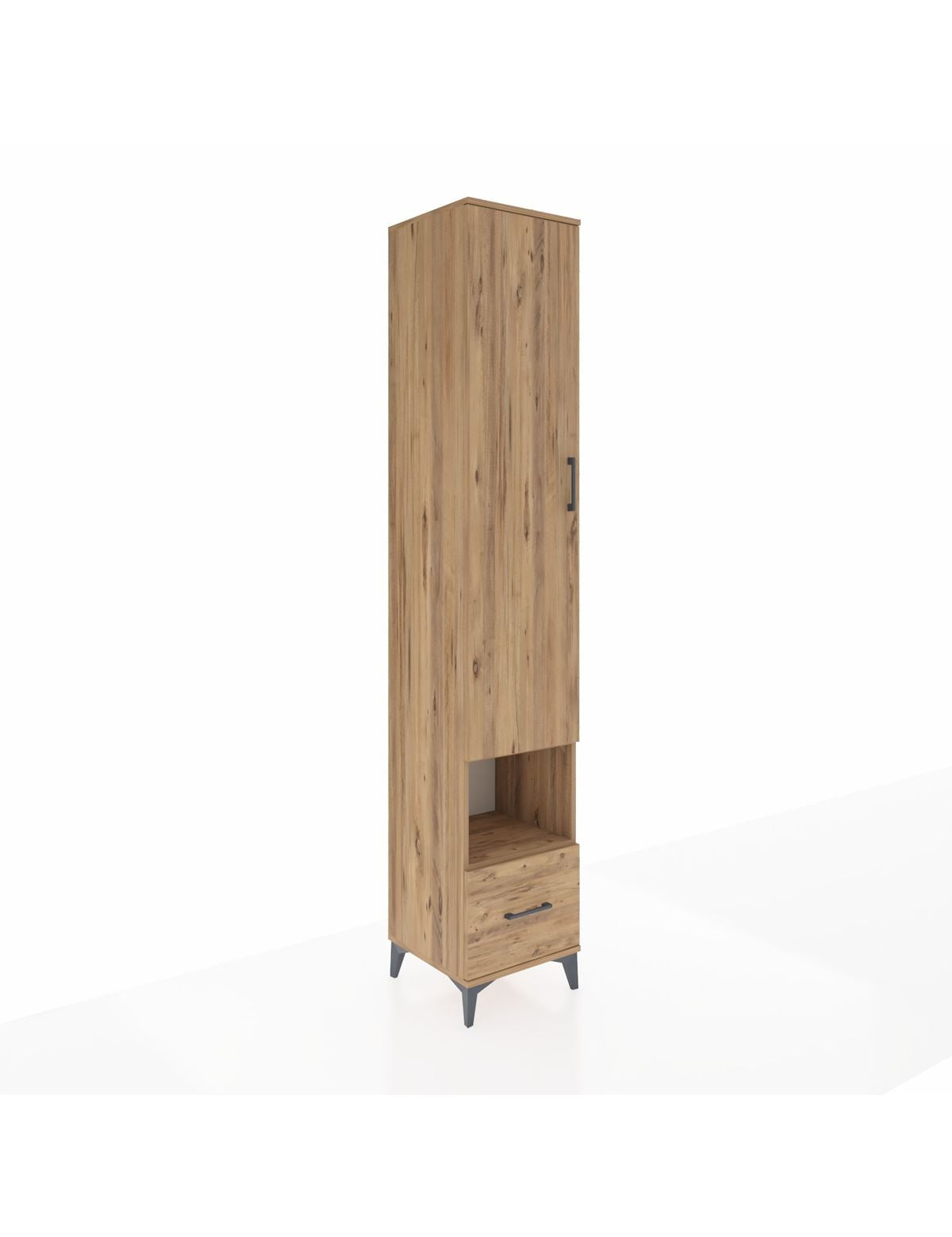 Hyperion Dolap 4 Raflı Tek Çekmeceli Tek Askılı 44x44x243 Çam-Çam