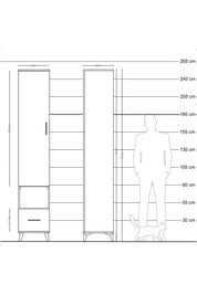 Hyperion Dolap 4 Raflı Tek Çekmeceli Tek Askılı 44x44x243 Çam-Antrasit