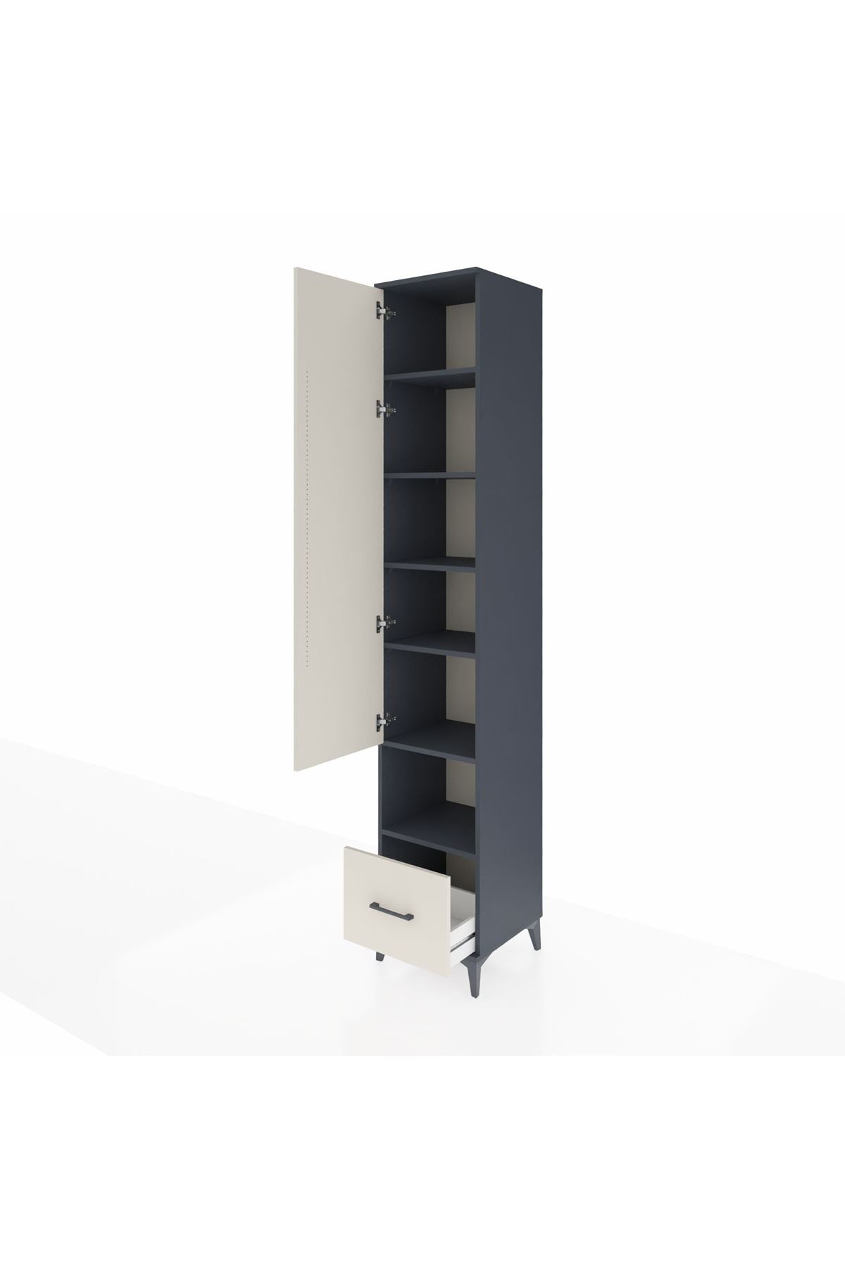 Hyperion Dolap 6 Raflı Tek Çekmeceli Tek Kapaklı 44x44x243 Antrasit-Aytaşı