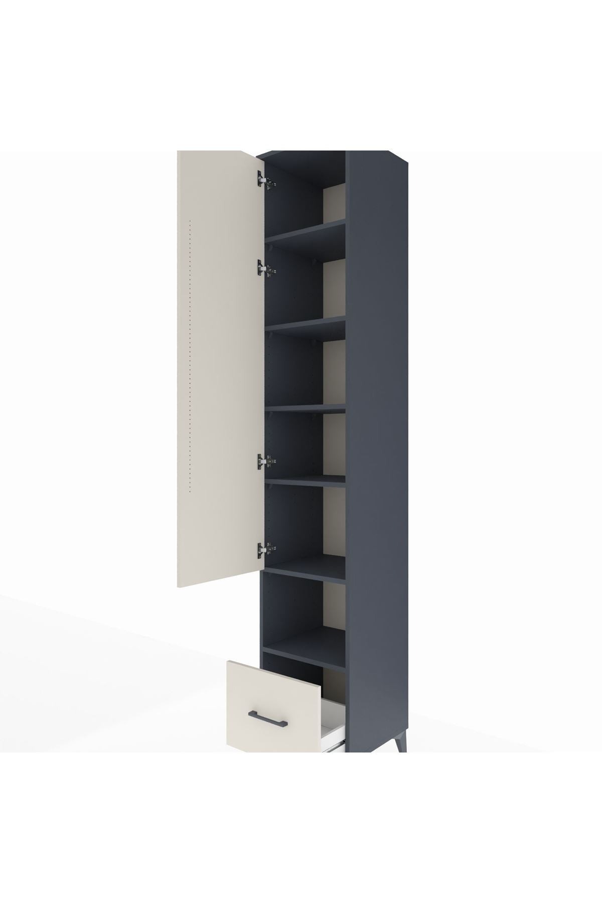 Hyperion Dolap 6 Raflı Tek Çekmeceli Tek Kapaklı 44x44x243 Antrasit-Aytaşı