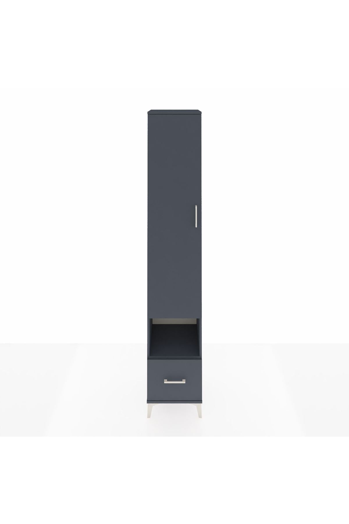 Hyperion Dolap 6 Raflı Tek Çekmeceli Tek Kapaklı 44x44x243 Antrasit-Antrasit