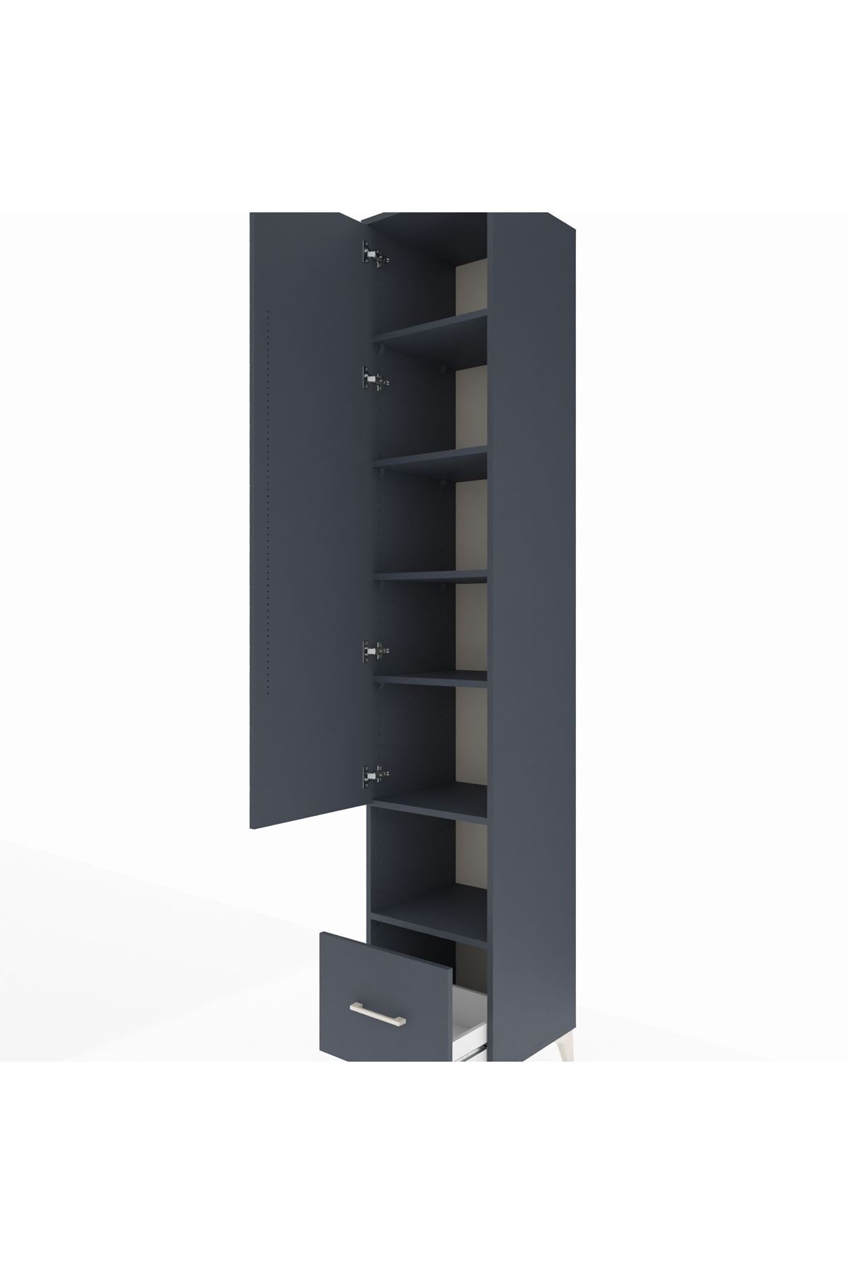Hyperion Dolap 6 Raflı Tek Çekmeceli Tek Kapaklı 44x44x243 Antrasit-Antrasit
