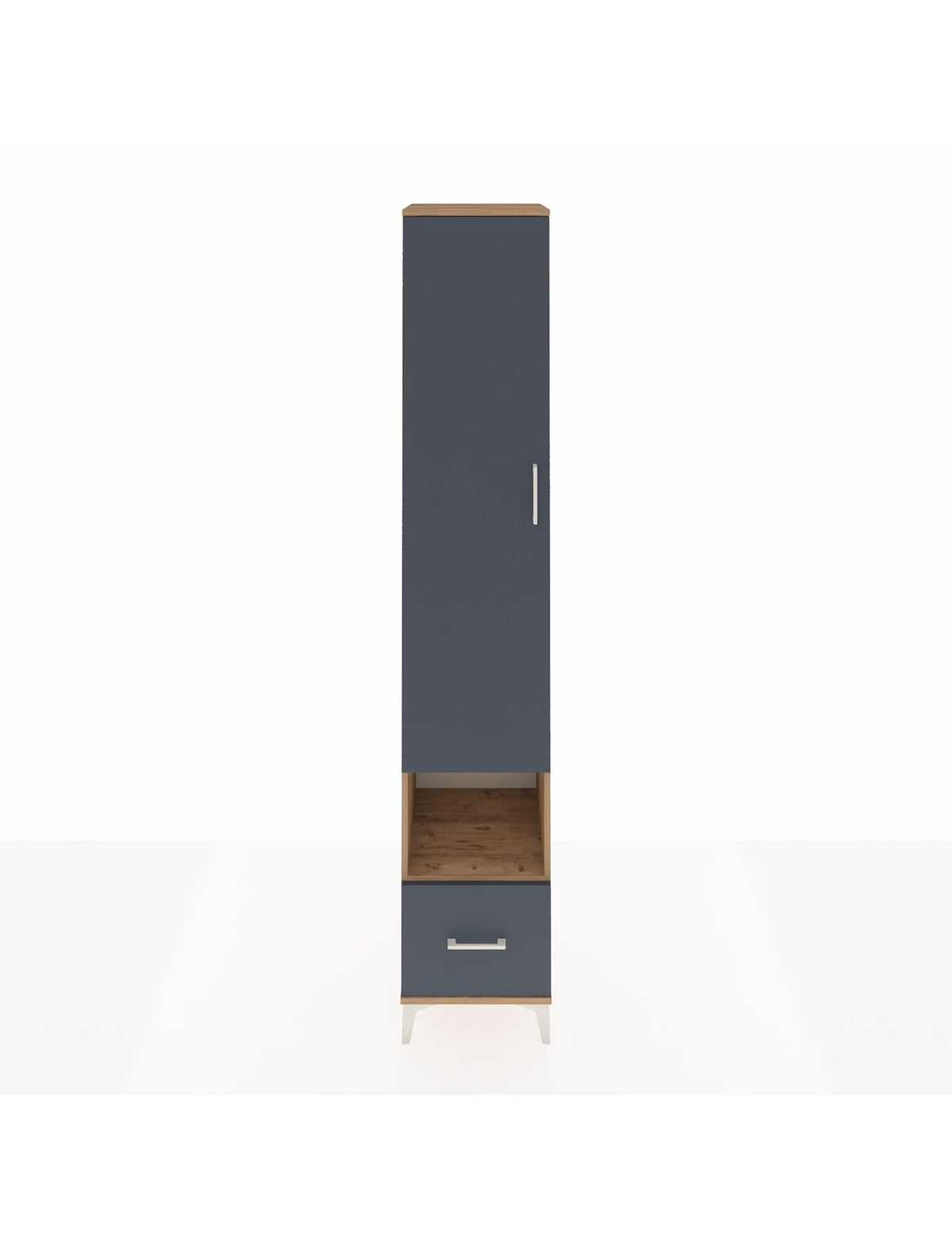 Hyperion Dolap 6 Raflı Tek Çekmeceli Tek Kapaklı 44x44x243 Çam-Antrasit