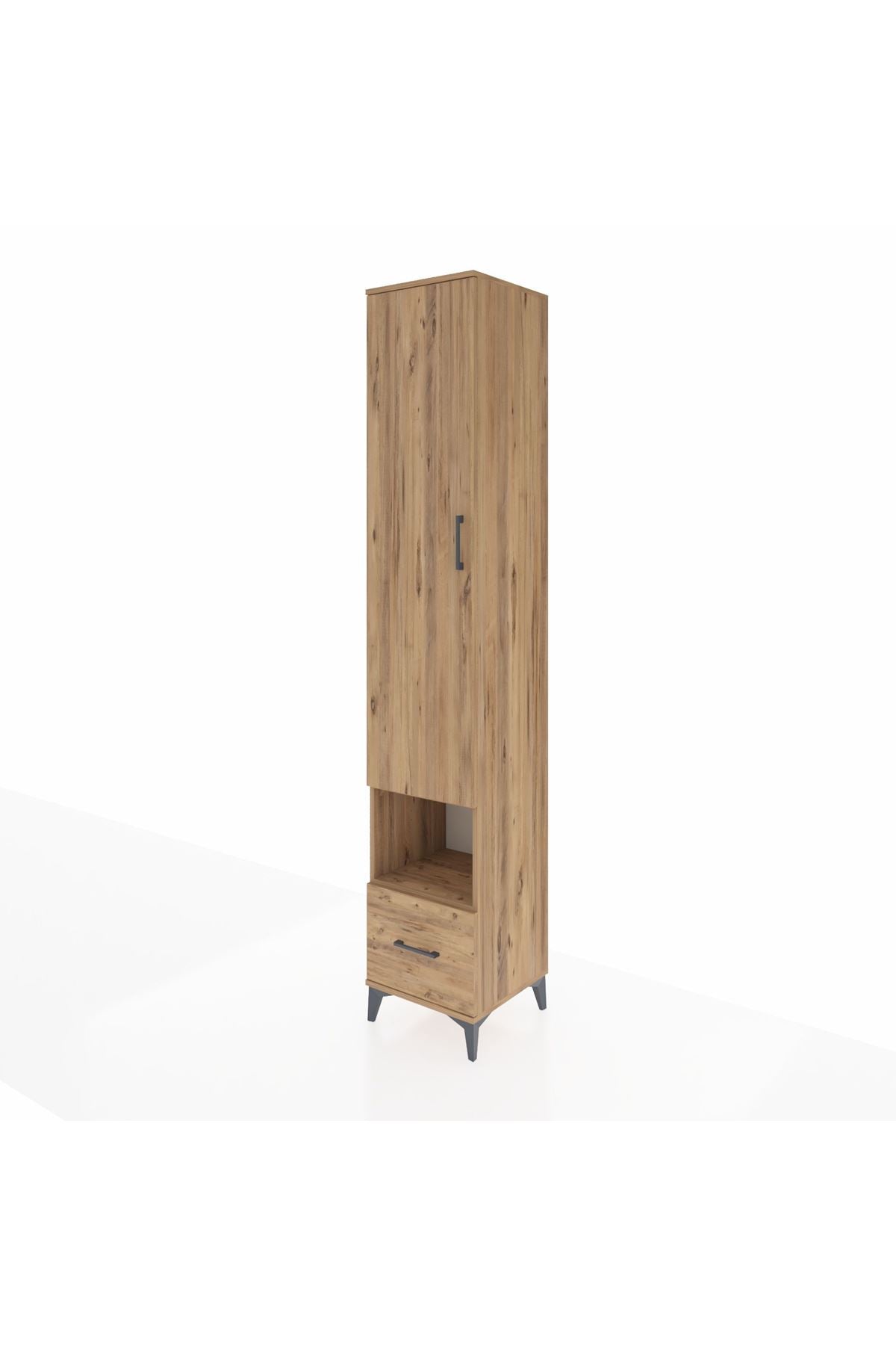 Hyperion Dolap 6 Raflı Tek Çekmeceli Tek Kapaklı 44x44x243 Çam-Çam