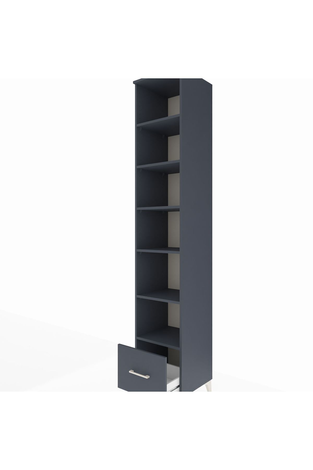 Hyperion Dolap 6 Raflı Tek Çekmeceli 44x44x243 Antrasit-Antrasit