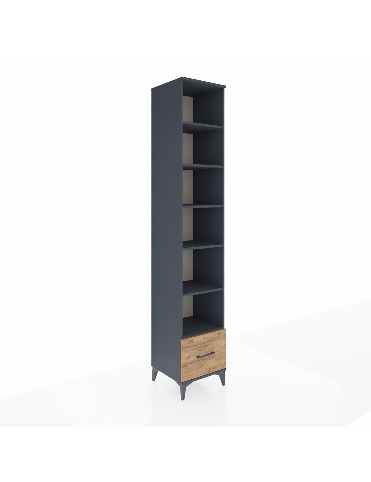 Hyperion Dolap 6 Raflı Tek Çekmeceli 44x44x243 Antrasit-Çam