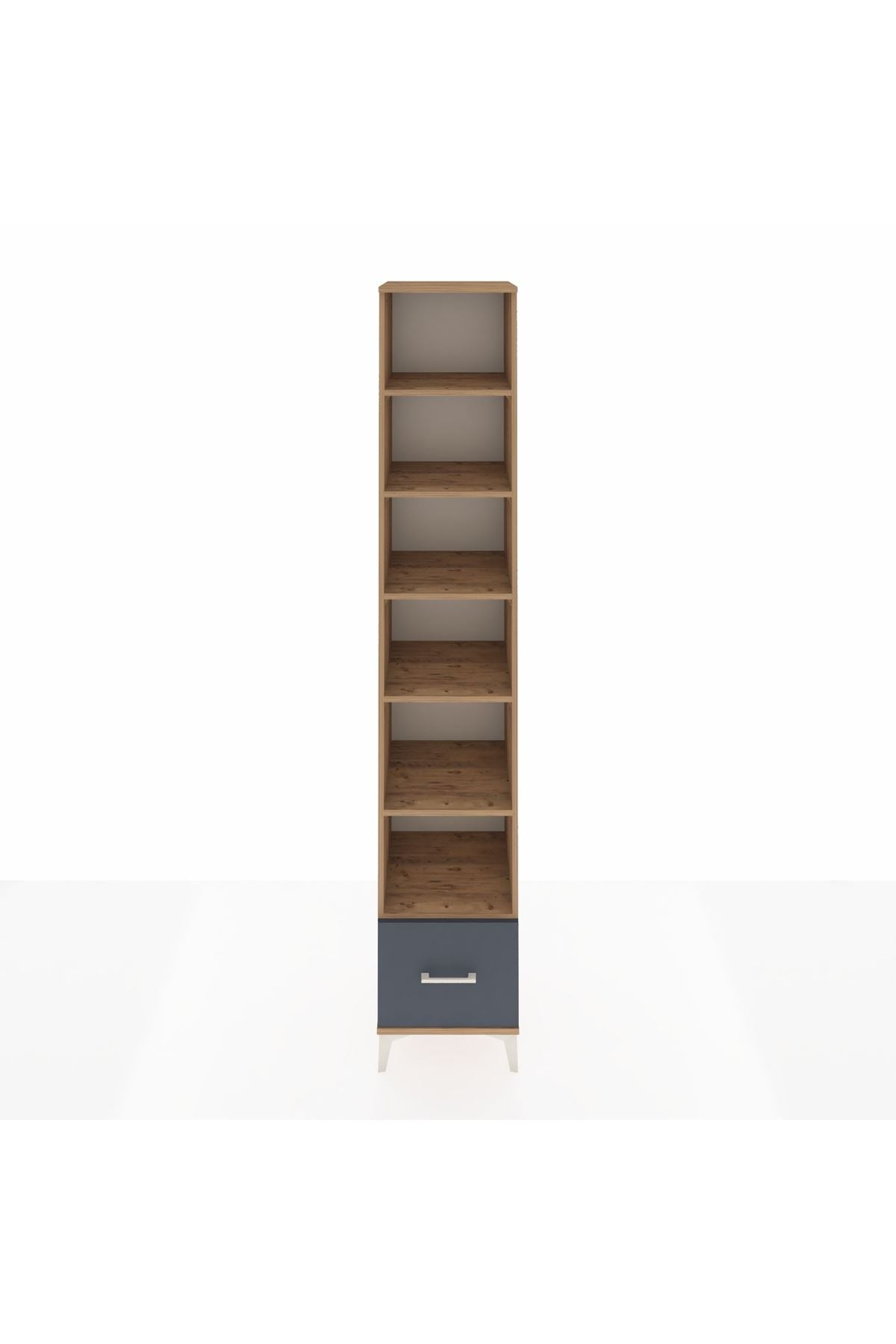 Hyperion Dolap 6 Raflı Tek Çekmeceli 44x44x243 Çam-Antrasit