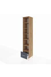 Hyperion Dolap 6 Raflı Tek Çekmeceli 44x44x243 Çam-Antrasit