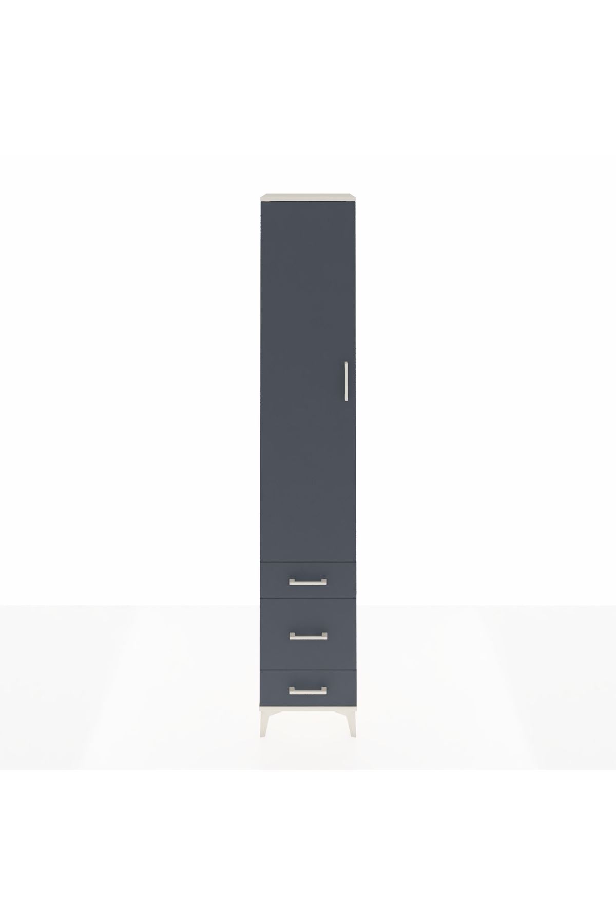 Hyperion Dolap 3 Raflı 3 Çekmeceli Tek Askılı 44x44x243 Aytaşı-Antrasit