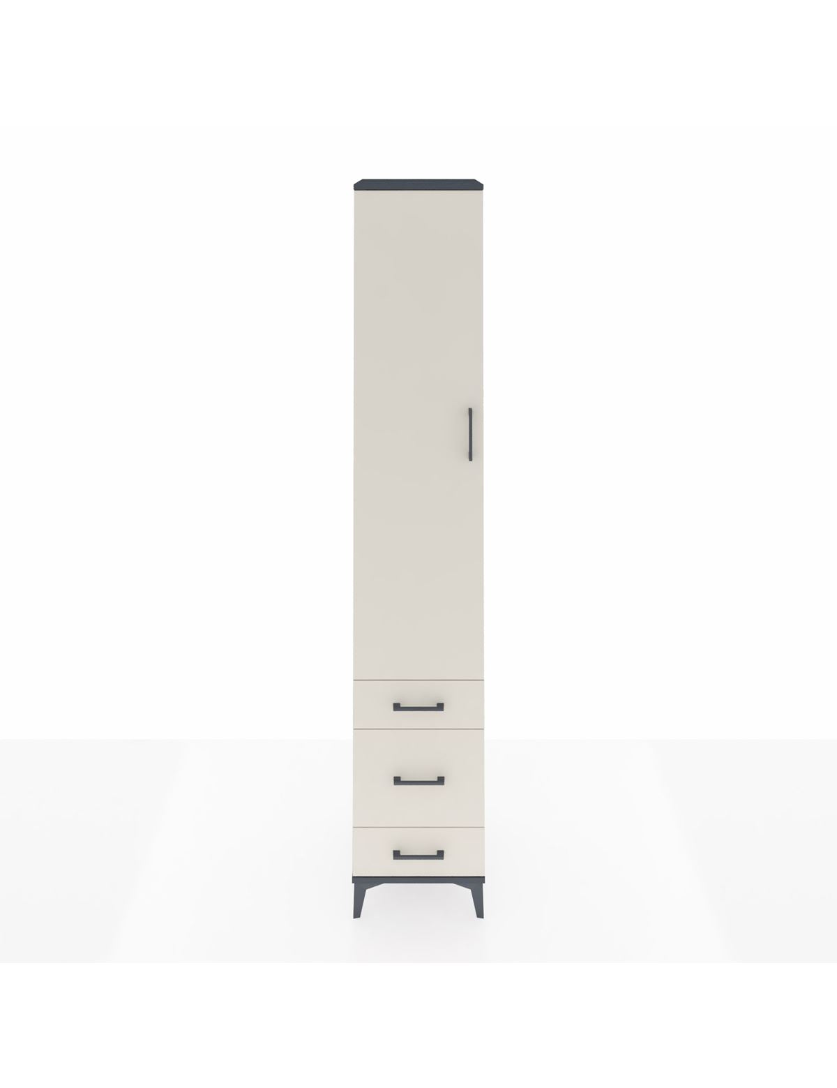 Hyperion Dolap 3 Raflı 3 Çekmeceli Tek Askılı 44x44x243 Antrasit-Aytaşı