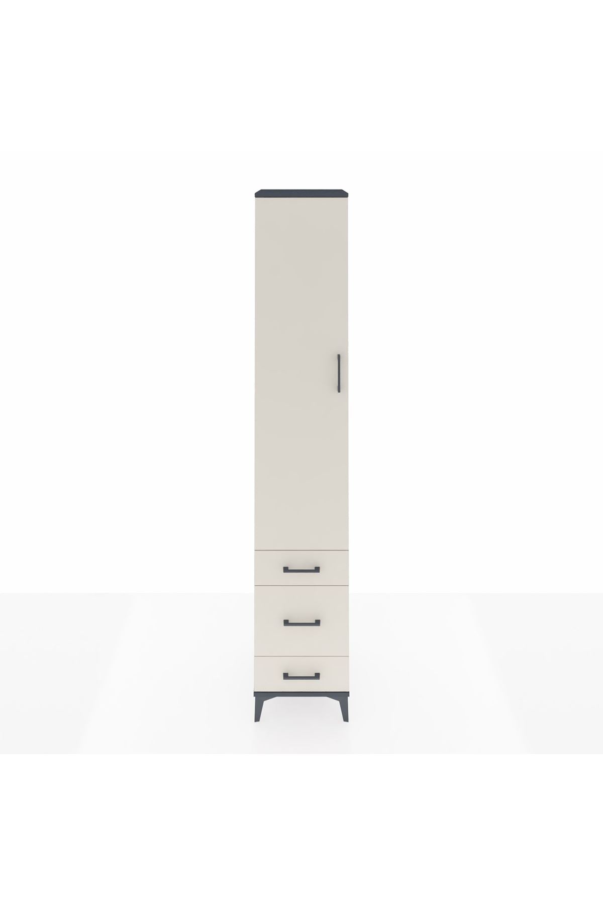 Hyperion Dolap 3 Raflı 3 Çekmeceli Tek Askılı 44x44x243 Antrasit-Aytaşı