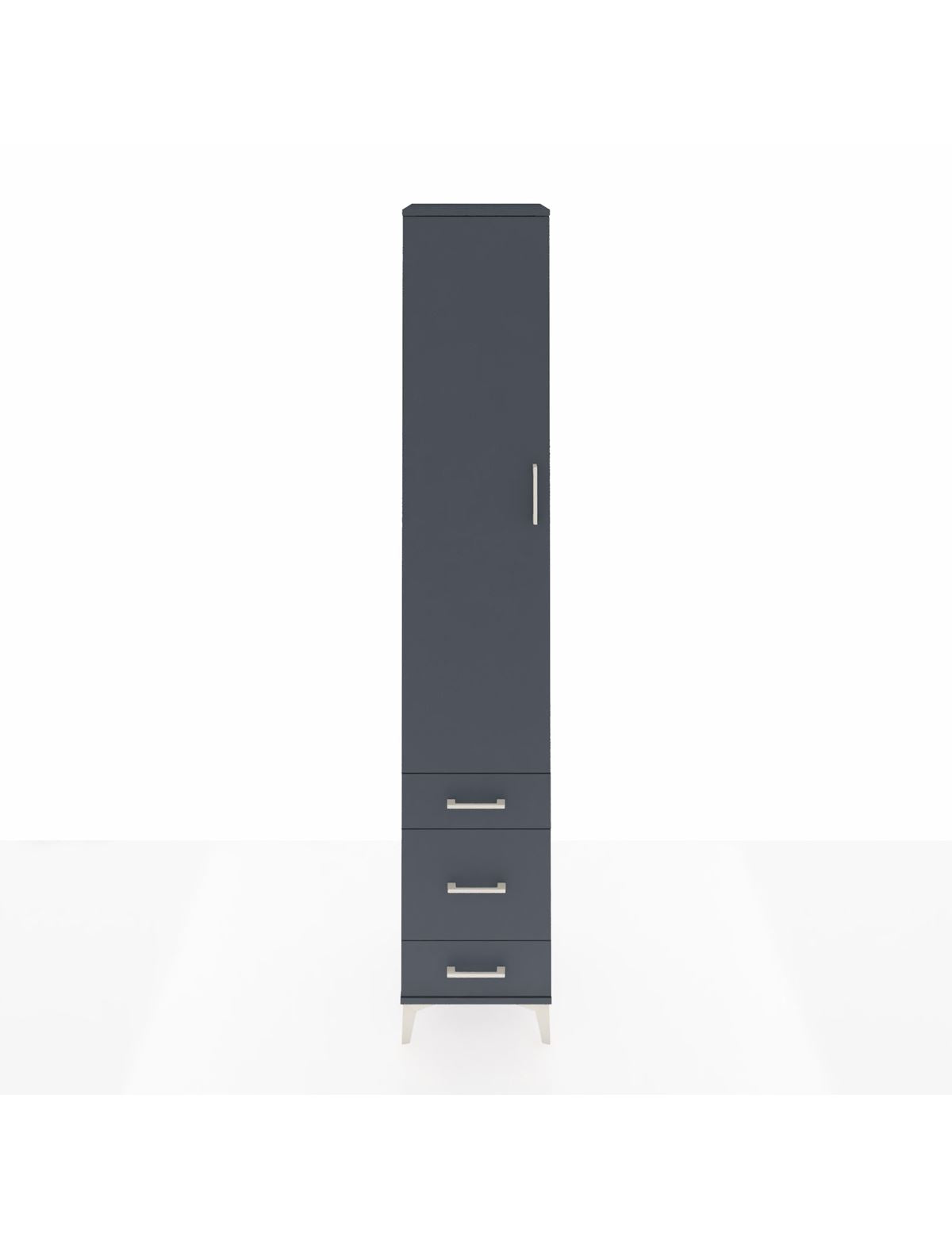 Hyperion Dolap 3 Raflı 3 Çekmeceli Tek Askılı 44x44x243 Antrasit-Antrasit