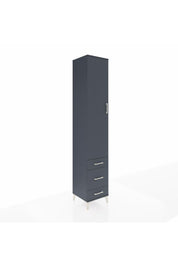 Hyperion Dolap 3 Raflı 3 Çekmeceli Tek Askılı 44x44x243 Antrasit-Antrasit