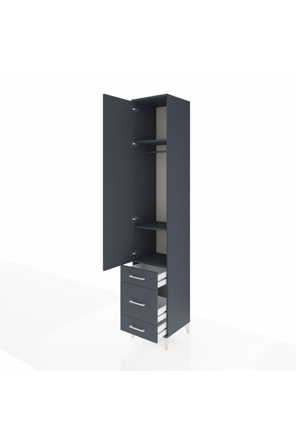 Hyperion Dolap 3 Raflı 3 Çekmeceli Tek Askılı 44x44x243 Antrasit-Antrasit