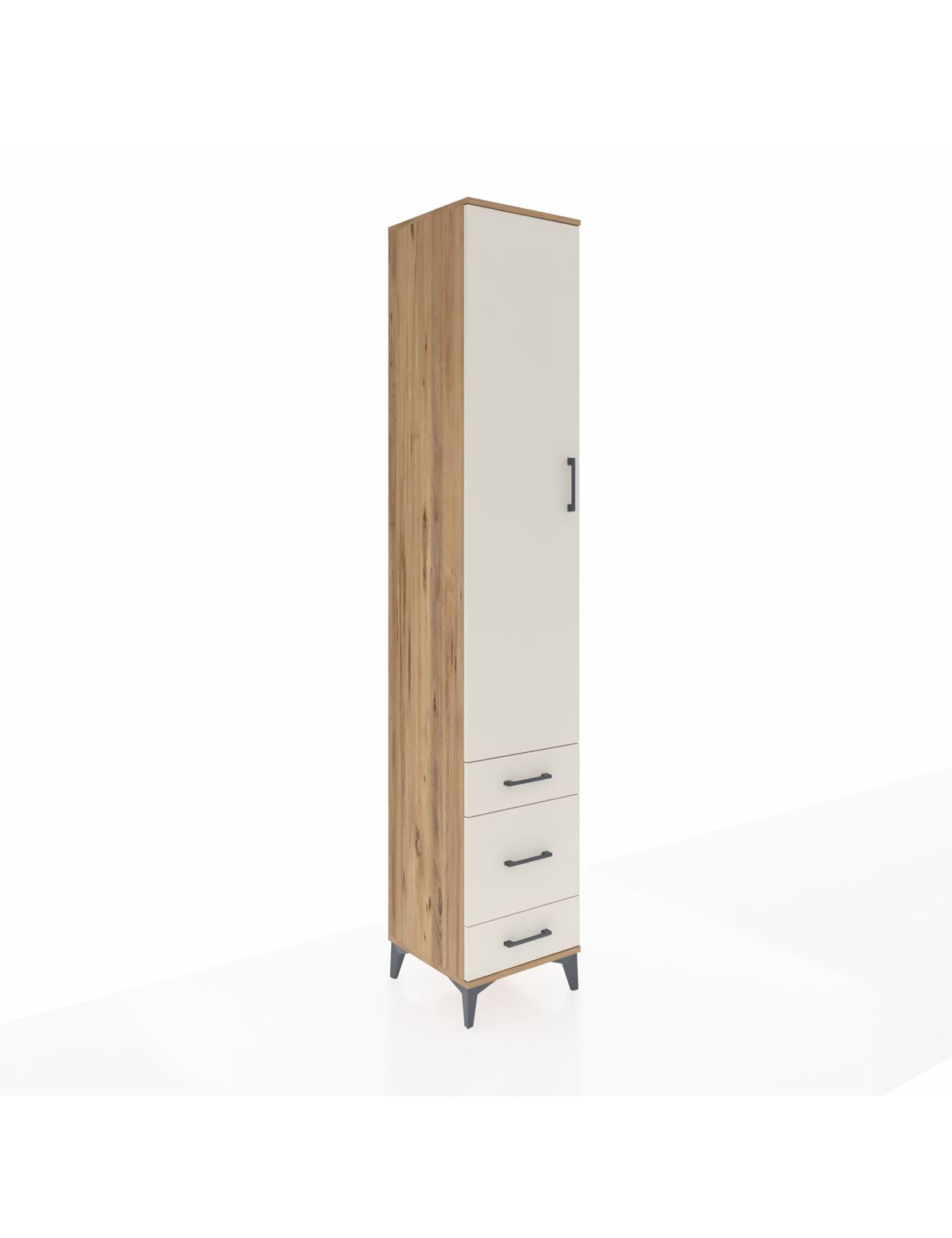 Hyperion Dolap 3 Raflı 3 Çekmeceli Tek Askılı 44x44x243 Çam-Aytaşı