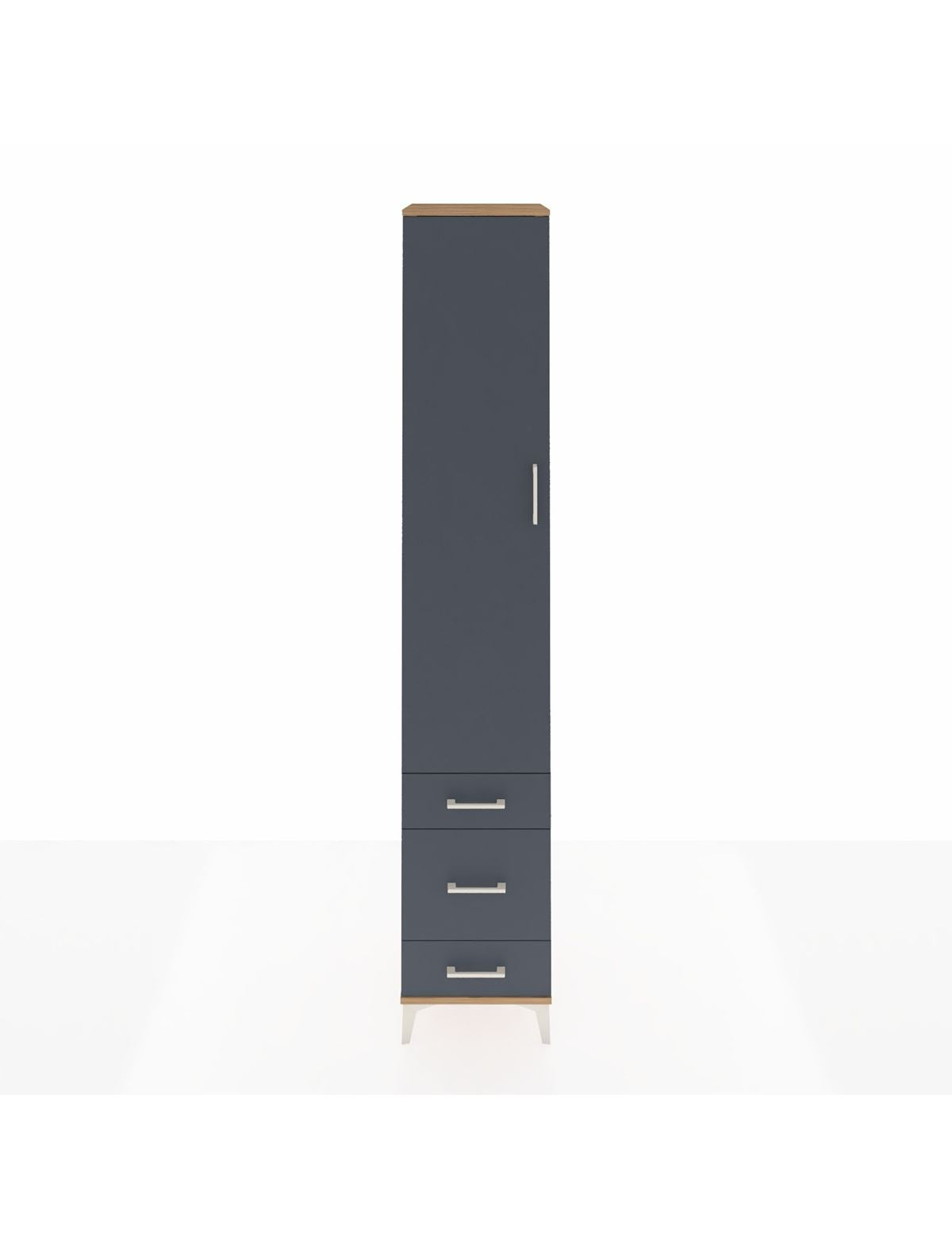 Hyperion Dolap 3 Raflı 3 Çekmeceli Tek Askılı 44x44x243 Çam-Antrasit