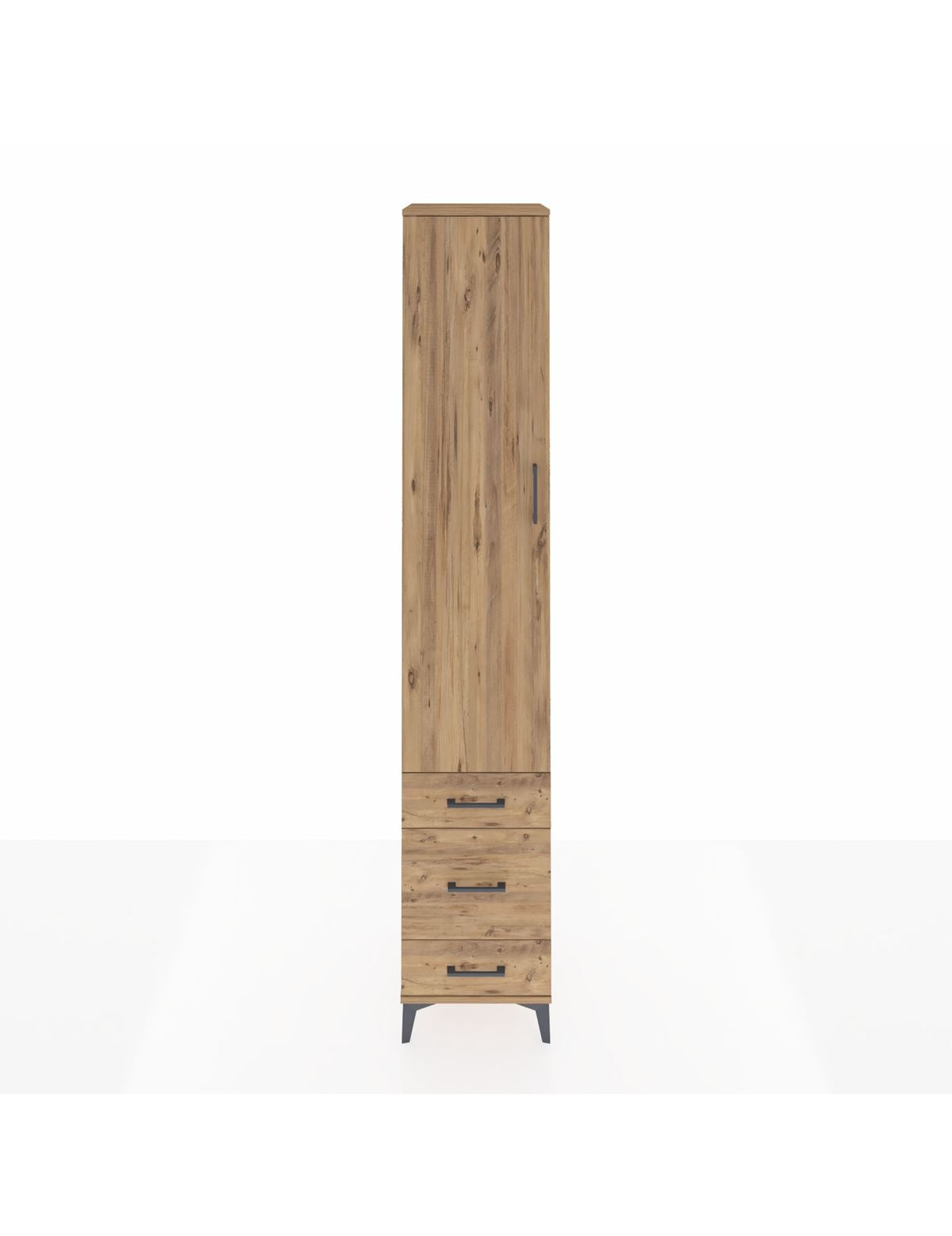 Hyperion Dolap 3 Raflı 3 Çekmeceli Tek Askılı 44x44x243 Çam-Çam