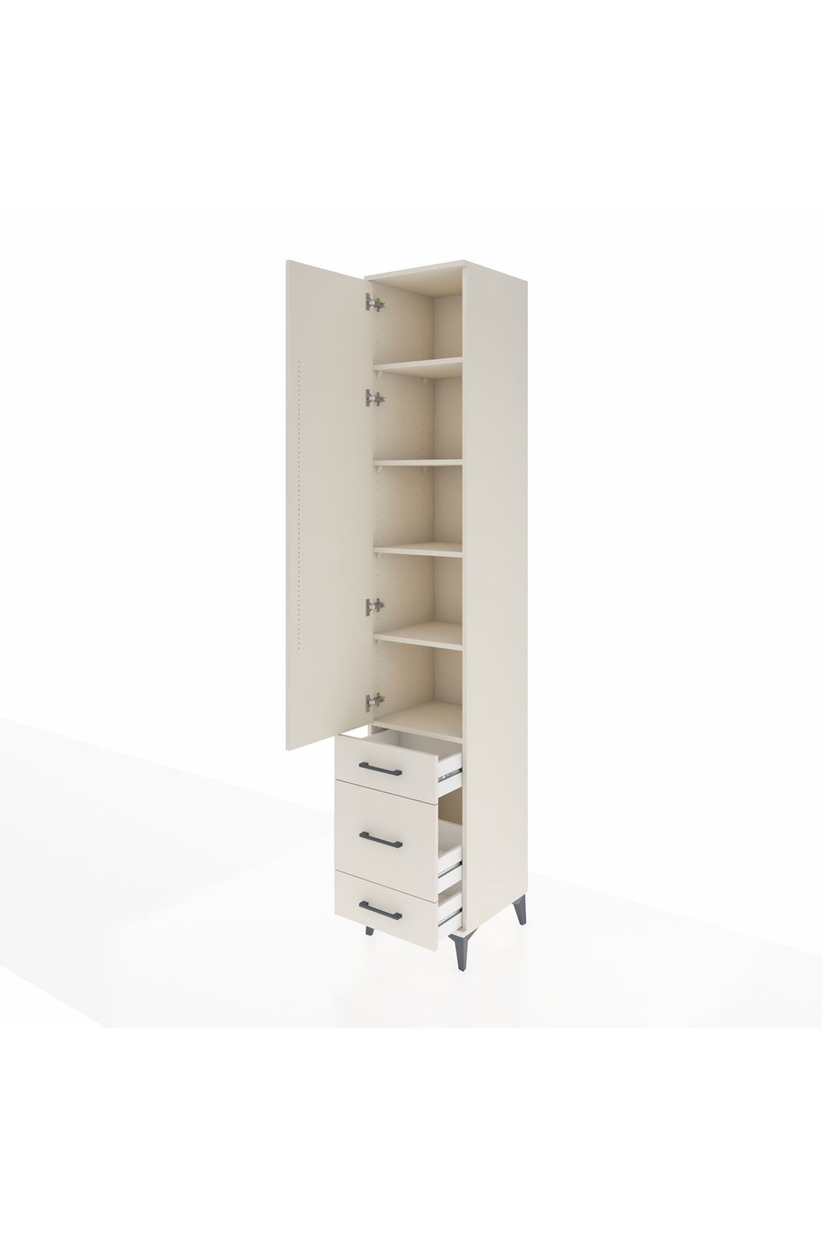 Hyperion Dolap 5 Raflı 3 Çekmeceli Tek Kapaklı 44x44x243 Aytaşı-Aytaşı