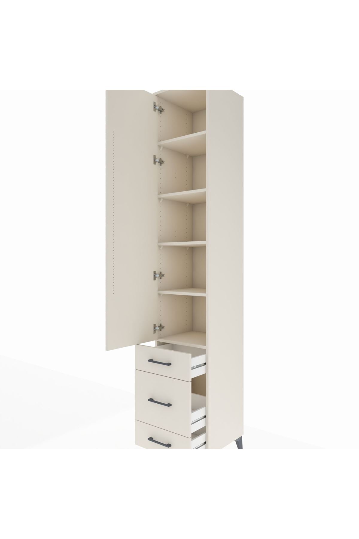 Hyperion Dolap 5 Raflı 3 Çekmeceli Tek Kapaklı 44x44x243 Aytaşı-Aytaşı