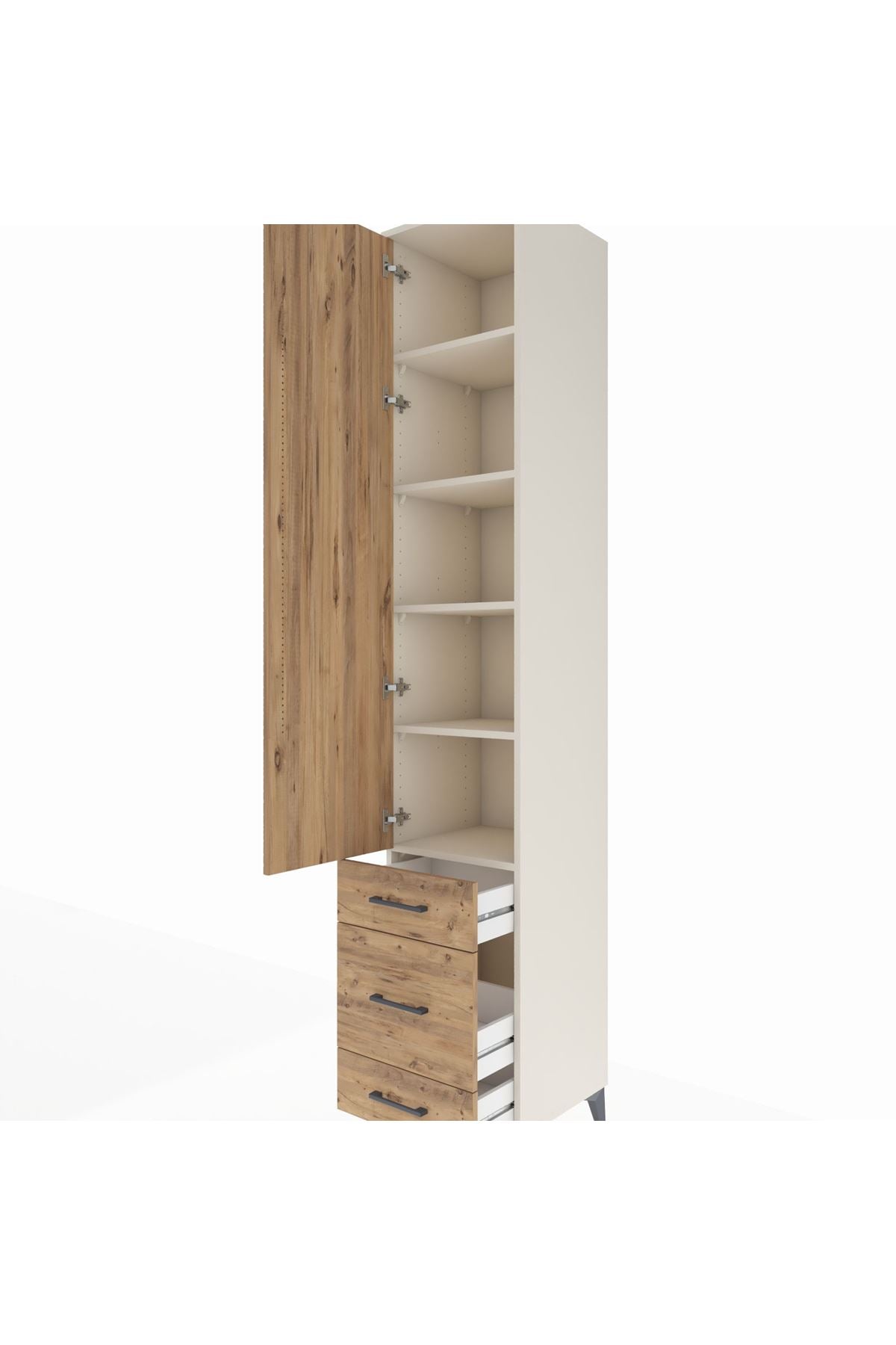 Hyperion Dolap 5 Raflı 3 Çekmeceli Tek Kapaklı 44x44x243 Aytaşı-Çam