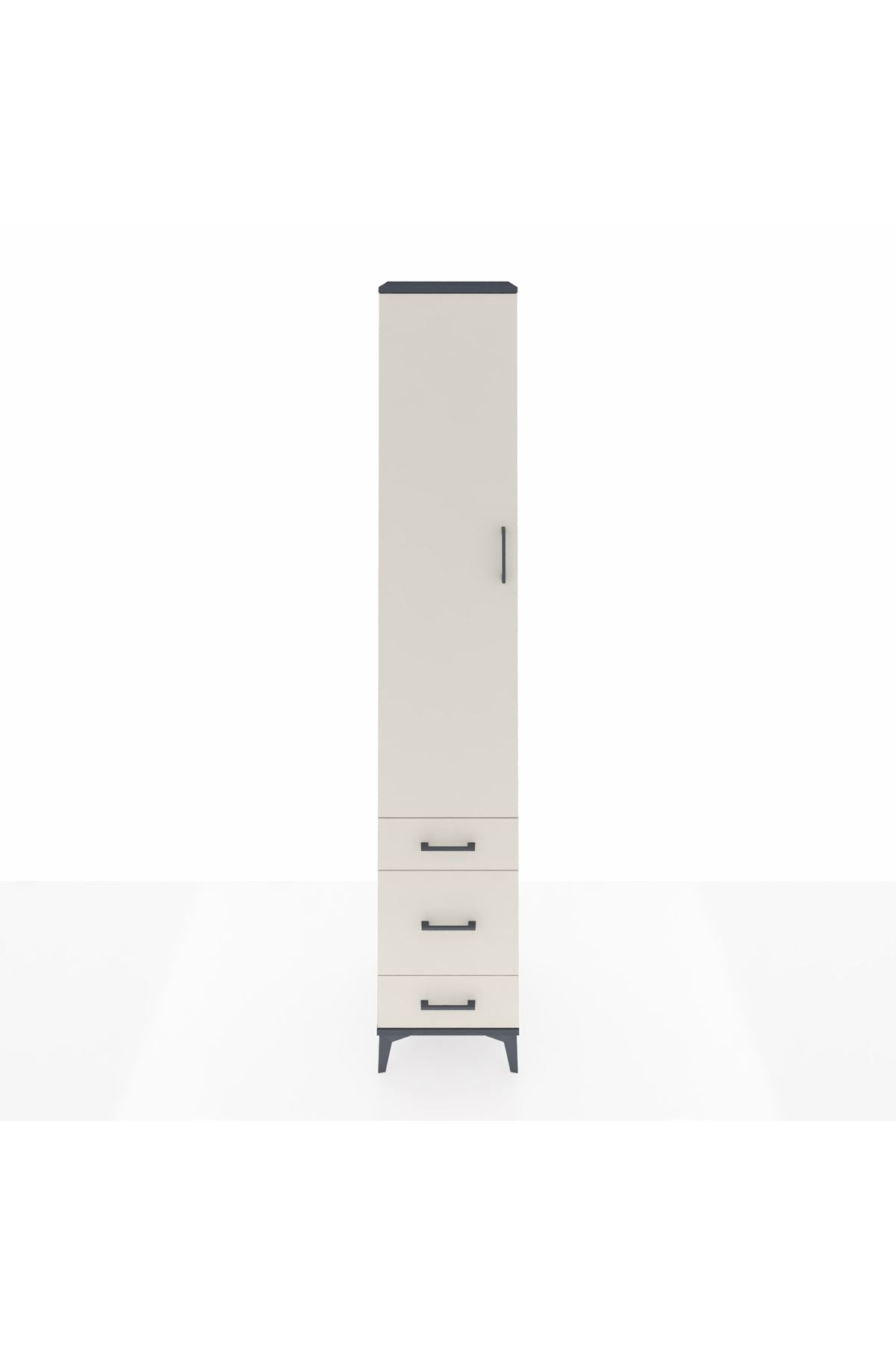 Hyperion Dolap 5 Raflı 3 Çekmeceli Tek Kapaklı 44x44x243 Antrasit-Aytaşı