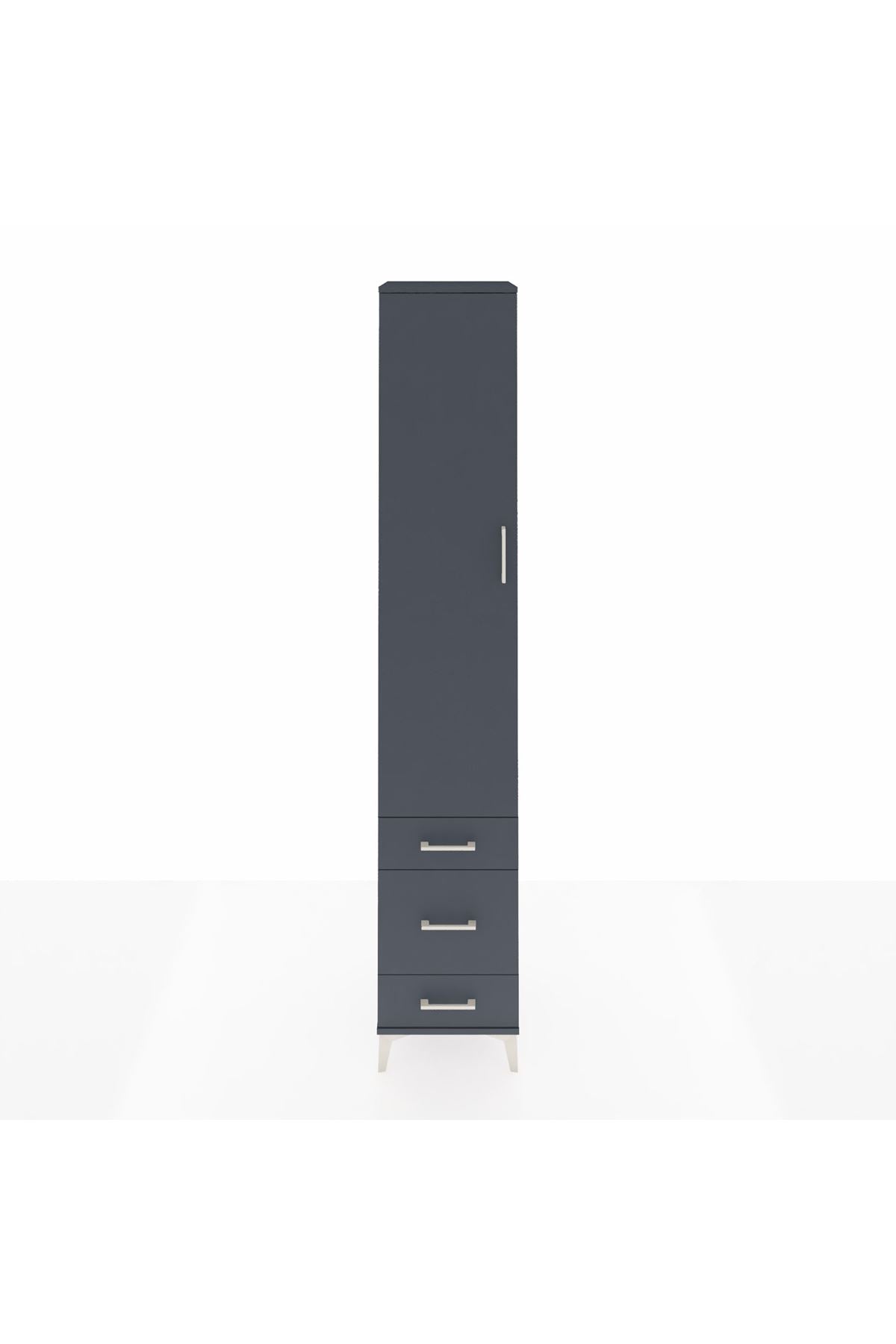 Hyperion Dolap 5 Raflı 3 Çekmeceli Tek Kapaklı 44x44x243 Antrasit-Antrasit