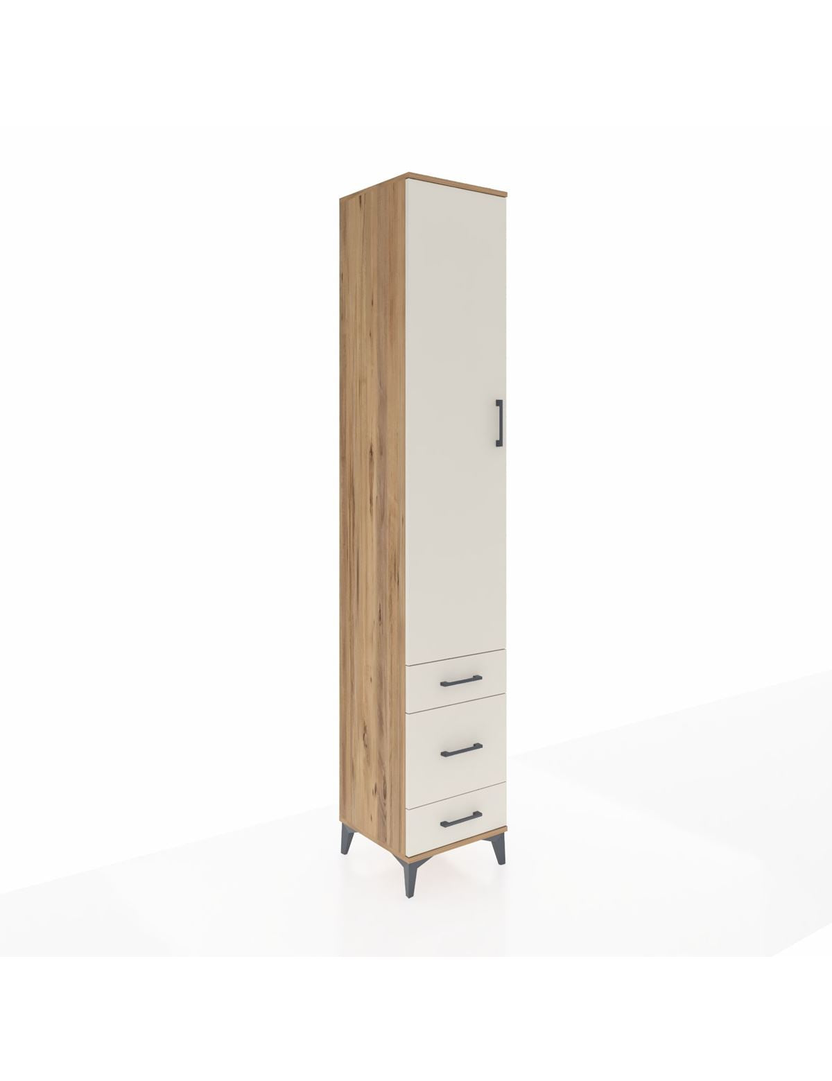 Hyperion Dolap 5 Raflı 3 Çekmeceli Tek Kapaklı 44x44x243 Çam-Aytaşı