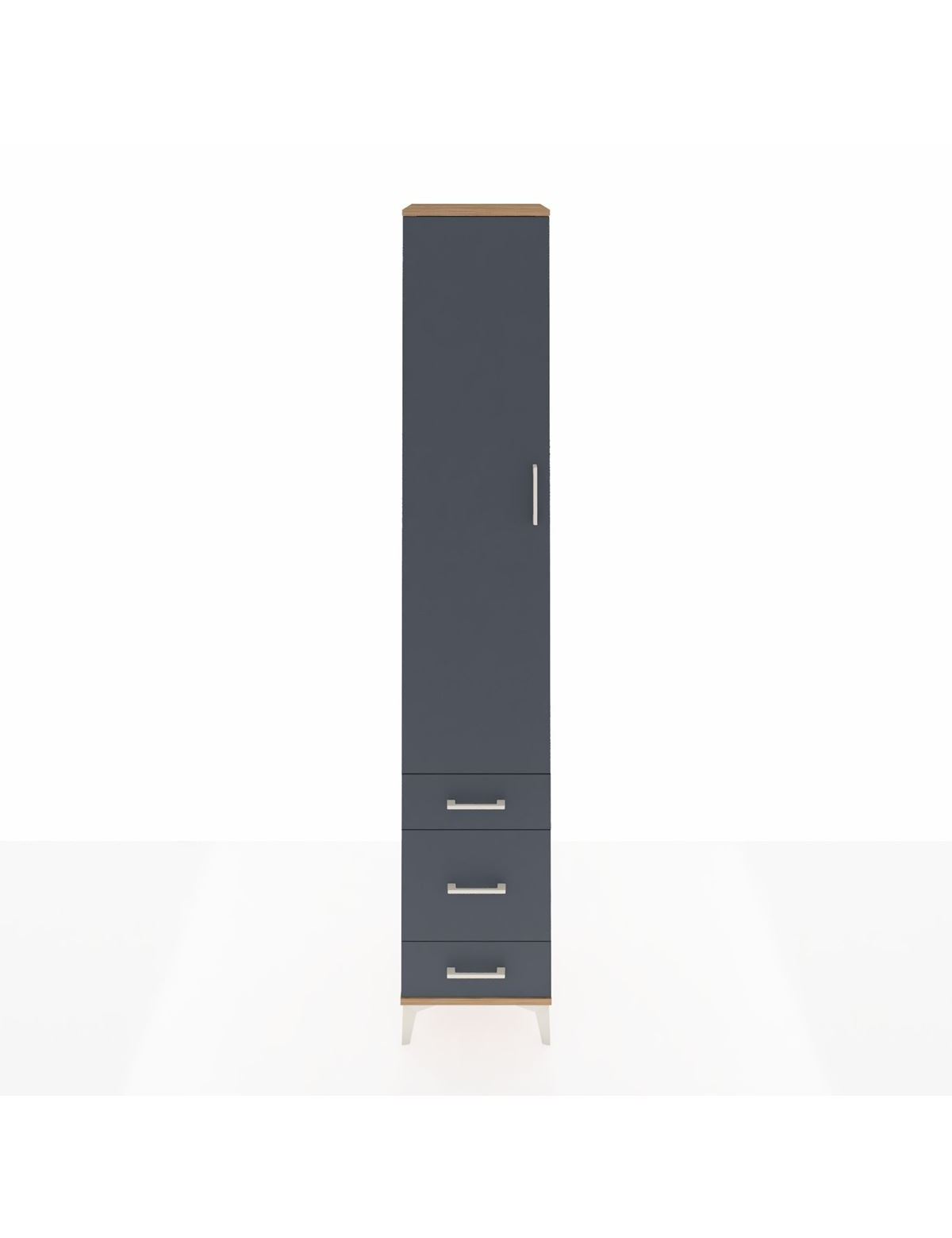 Hyperion Dolap 5 Raflı 3 Çekmeceli Tek Kapaklı 44x44x243 Çam-Antrasit