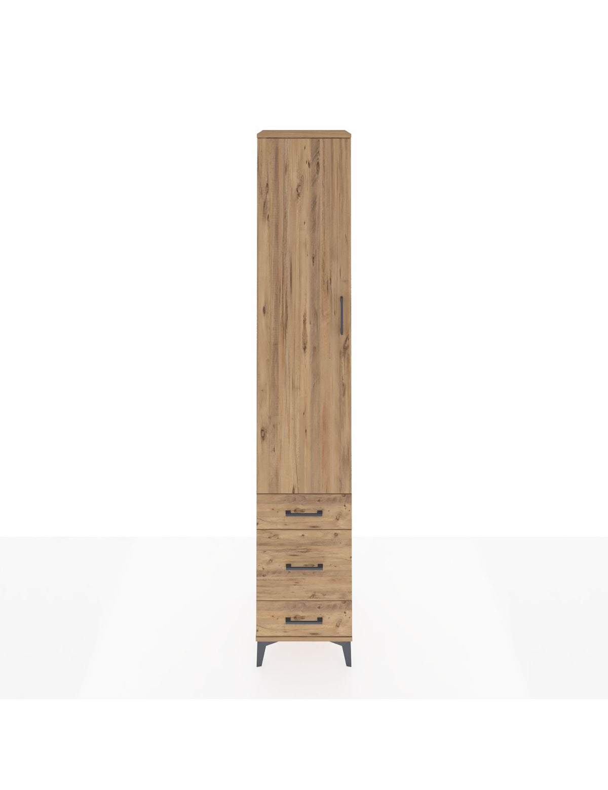 Hyperion Dolap 5 Raflı 3 Çekmeceli Tek Kapaklı 44x44x243 Çam-Çam