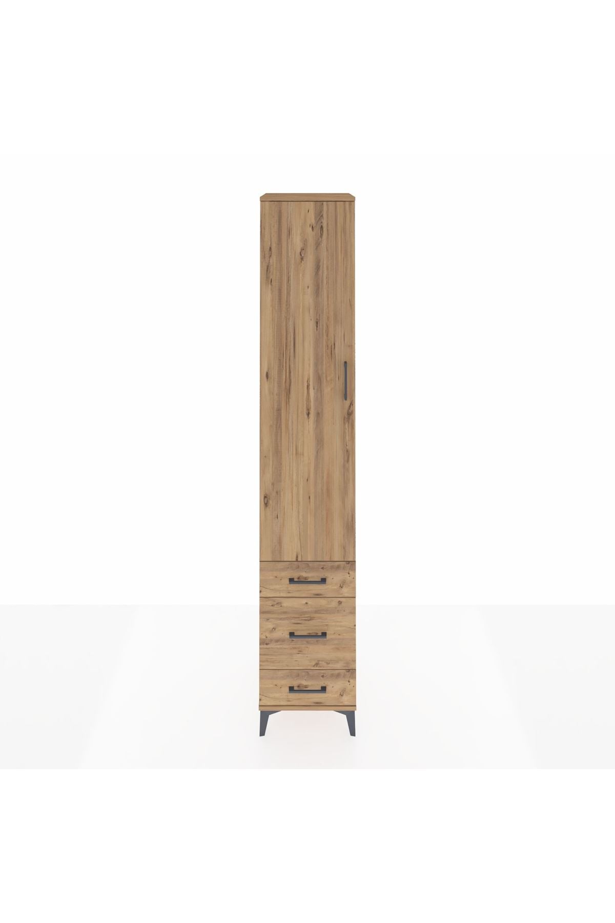 Hyperion Dolap 5 Raflı 3 Çekmeceli Tek Kapaklı 44x44x243 Çam-Çam