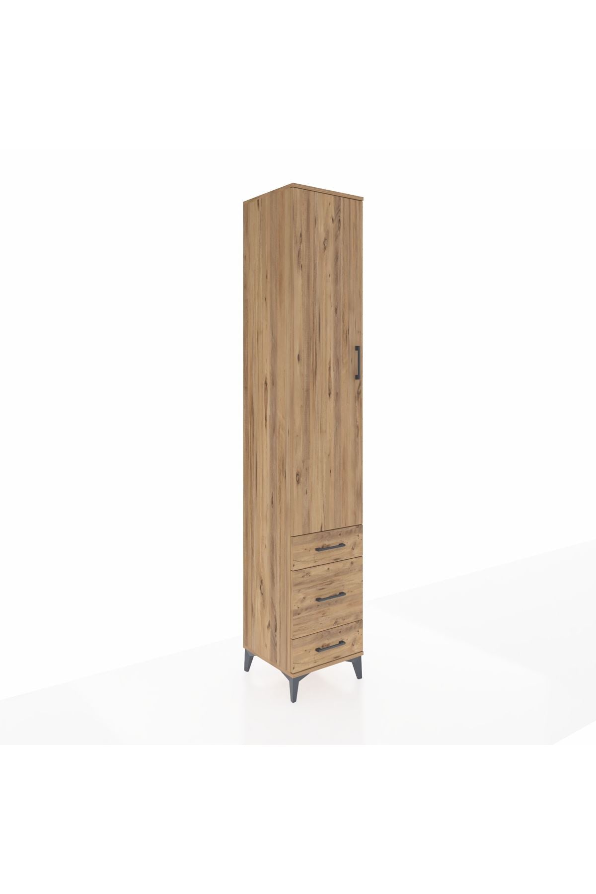 Hyperion Dolap 5 Raflı 3 Çekmeceli Tek Kapaklı 44x44x243 Çam-Çam