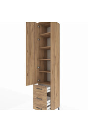 Hyperion Dolap 5 Raflı 3 Çekmeceli Tek Kapaklı 44x44x243 Çam-Çam
