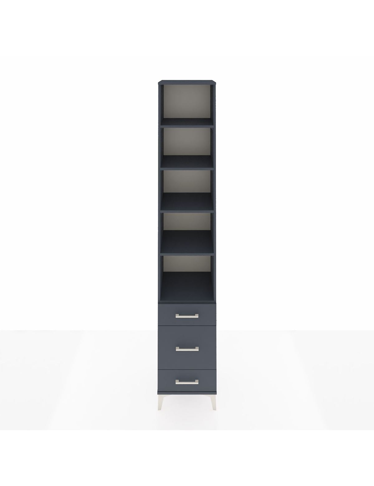 Hyperion Dolap 5 Raflı 3 Çekmeceli 44x44x243 Antrasit-Antrasit