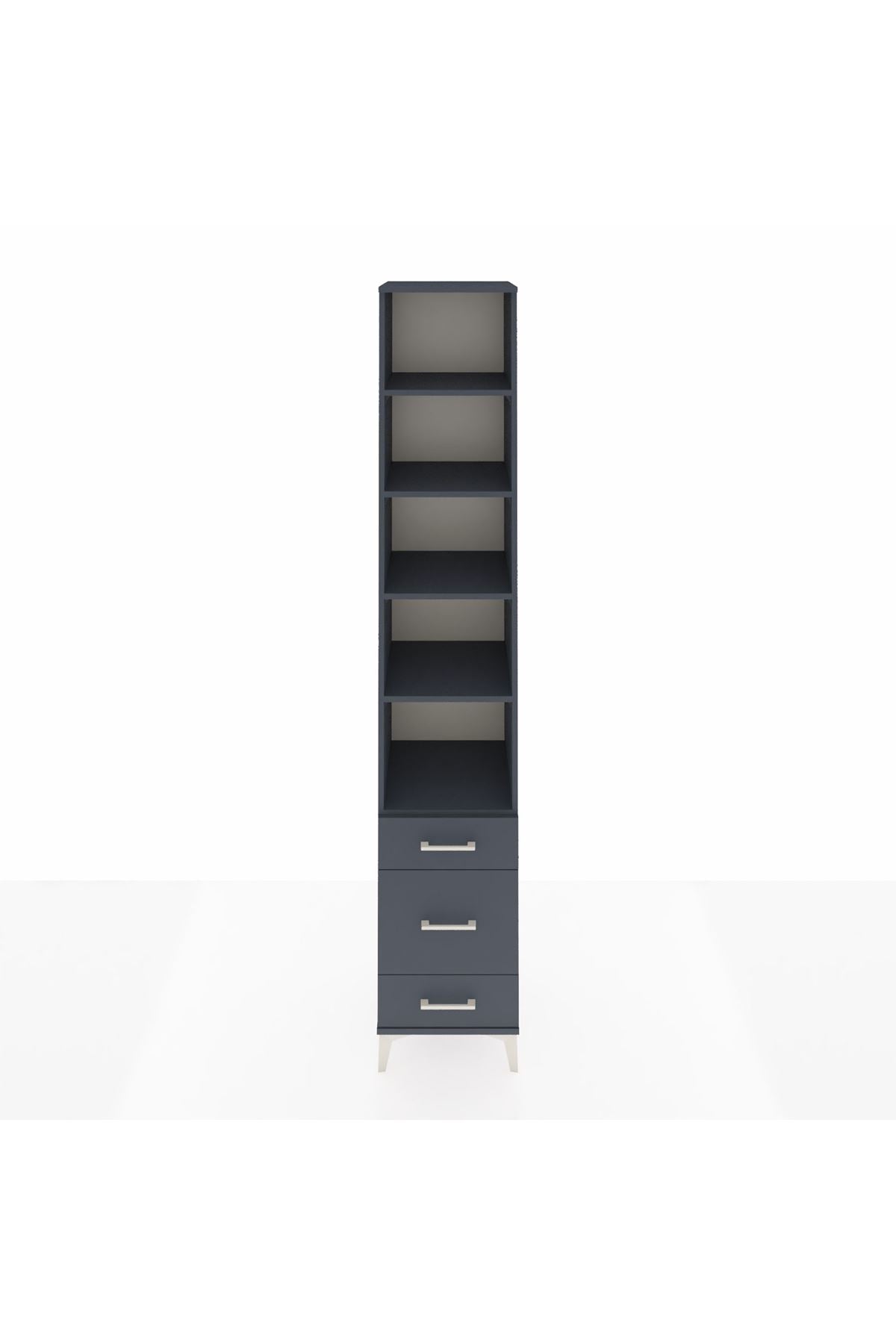 Hyperion Dolap 5 Raflı 3 Çekmeceli 44x44x243 Antrasit-Antrasit