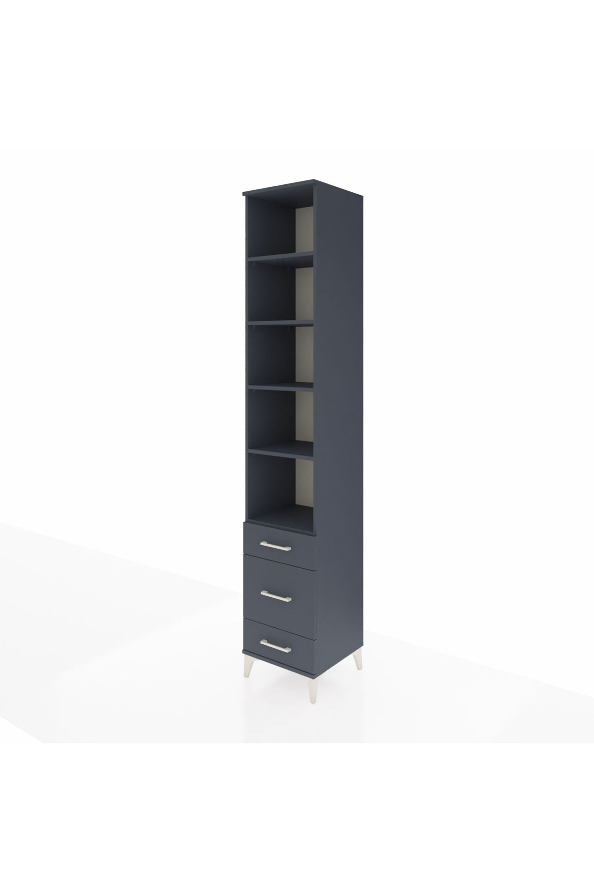 Hyperion Dolap 5 Raflı 3 Çekmeceli 44x44x243 Antrasit-Antrasit