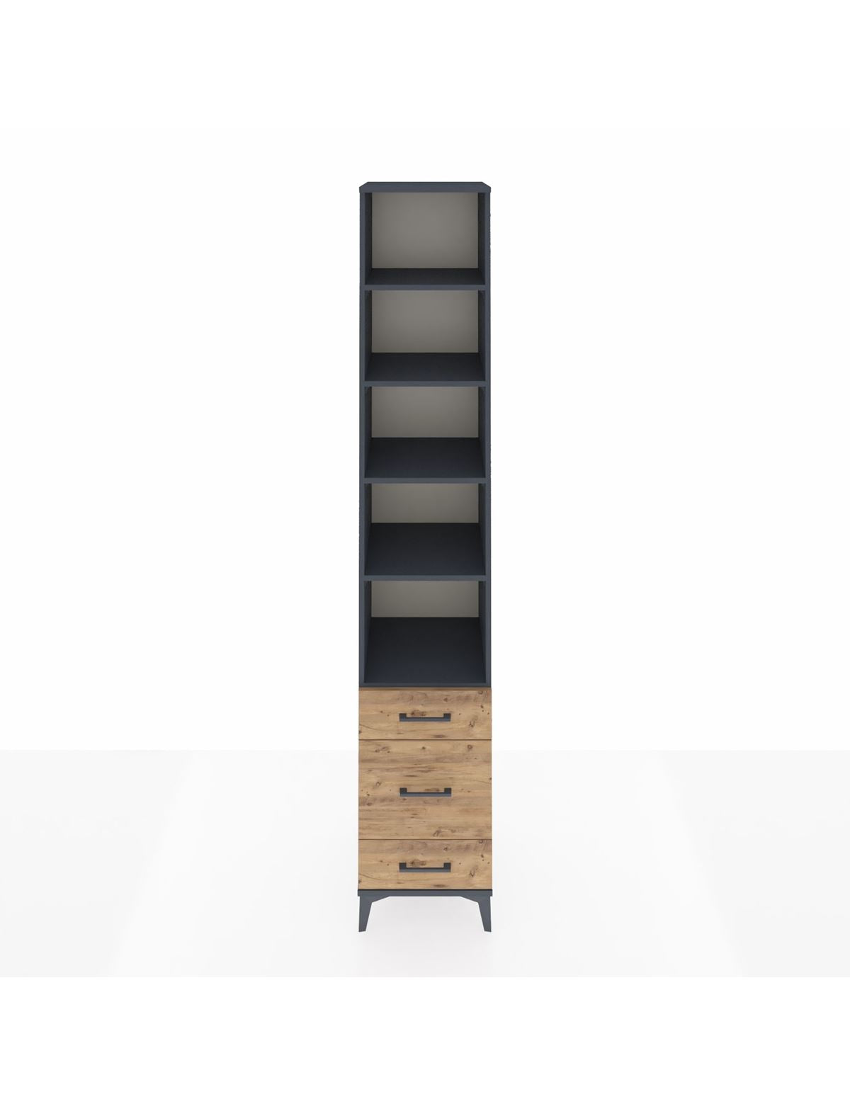 Hyperion Dolap 5 Raflı 3 Çekmeceli 44x44x243 Antrasit-Çam